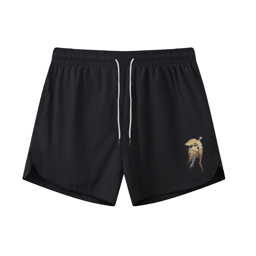 Golden Spartan Helmet Graphic Shorts