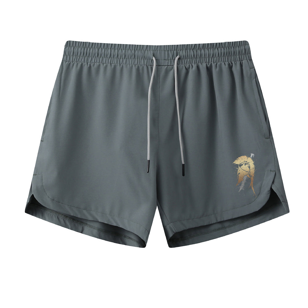 Golden Spartan Helmet Graphic Shorts