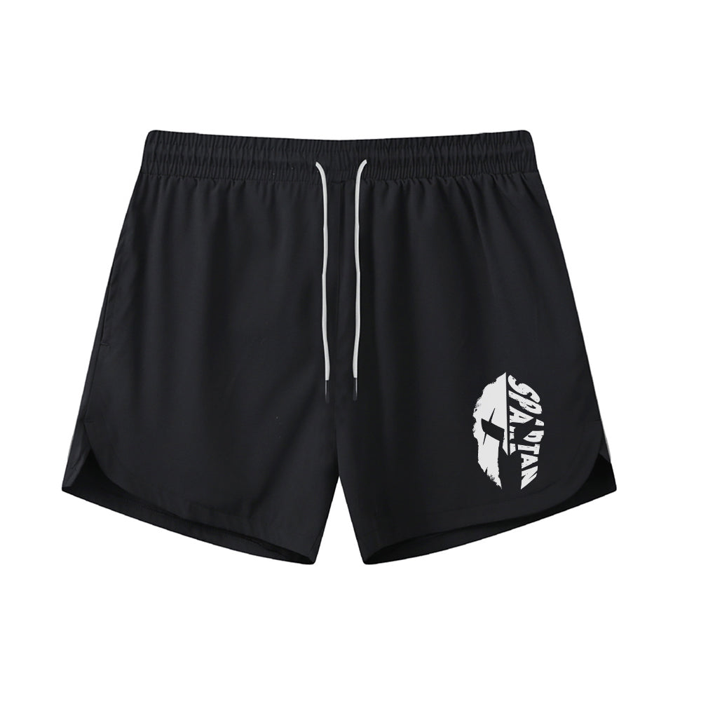 Spartan Letter Helmet Graphic Shorts