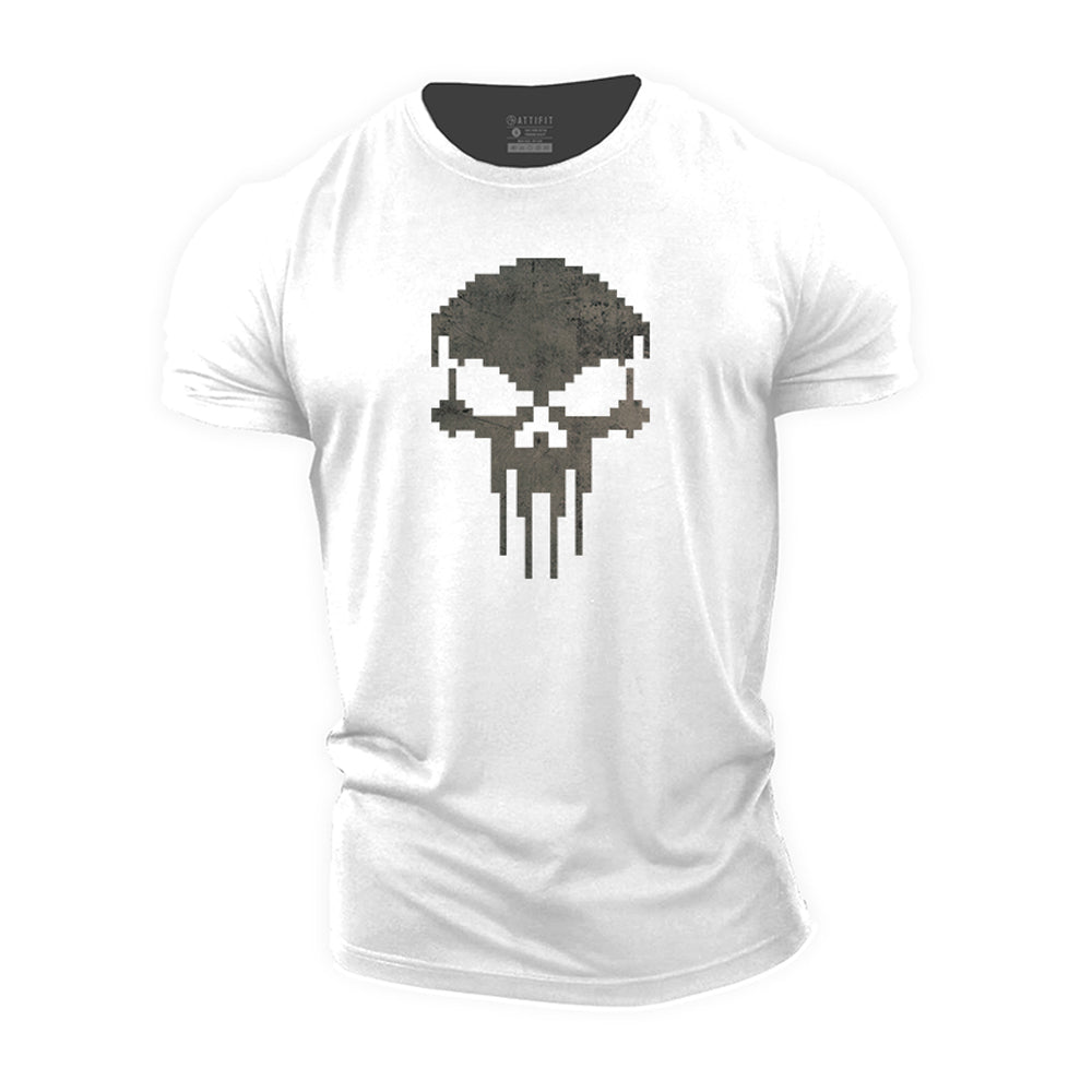 Pixel Skull Cotton T-shirts