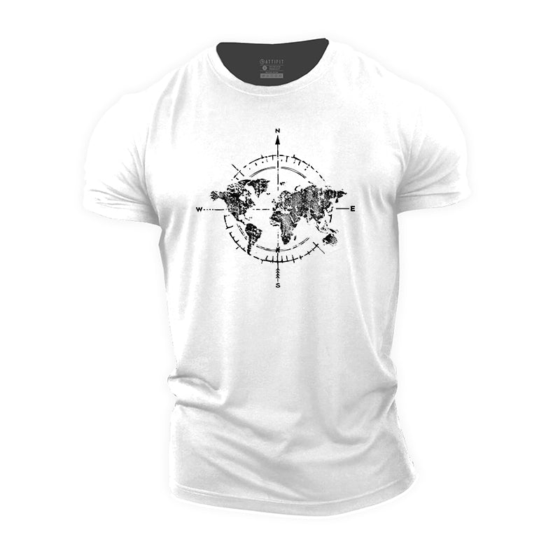 Map Compass Men's Fitness T-shirts