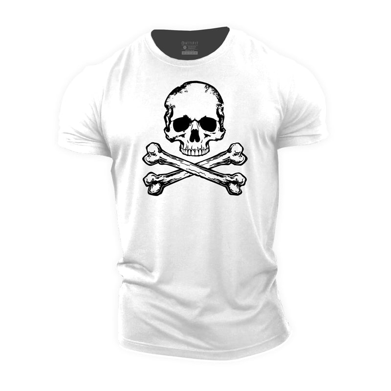 Cotton Skull Bones Graphic Men's Fitness T-shirts