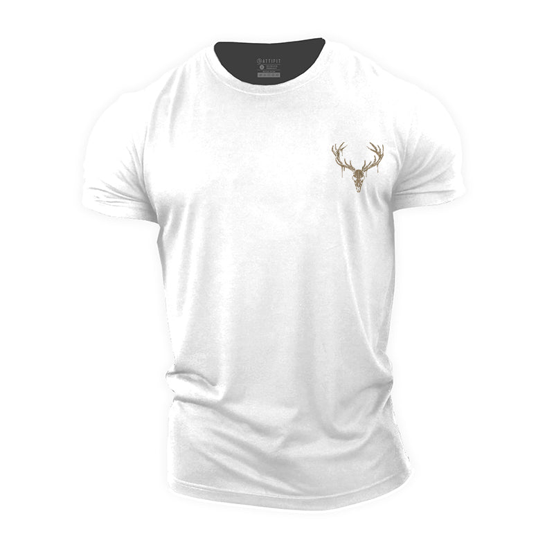 Elk Skeleton Graphic Men's Workout T-shirts