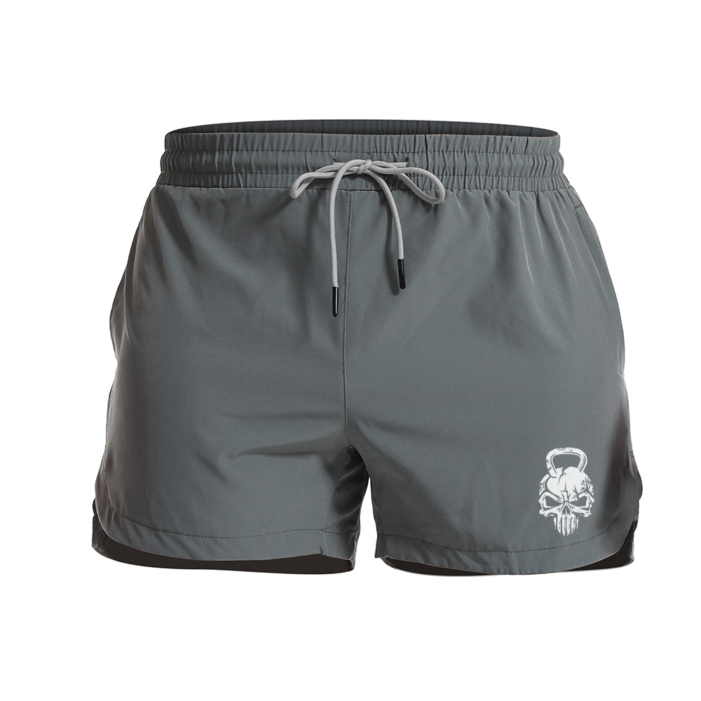 Dumbbell Skull Graphic Shorts