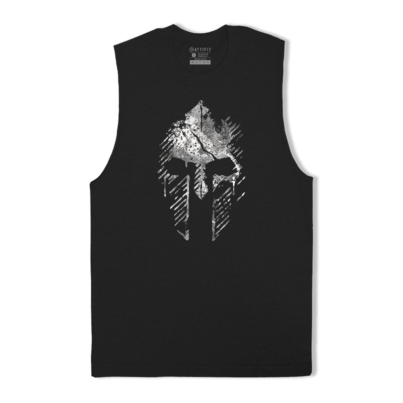 Abstract Spartan Helm Graphic Tank Top