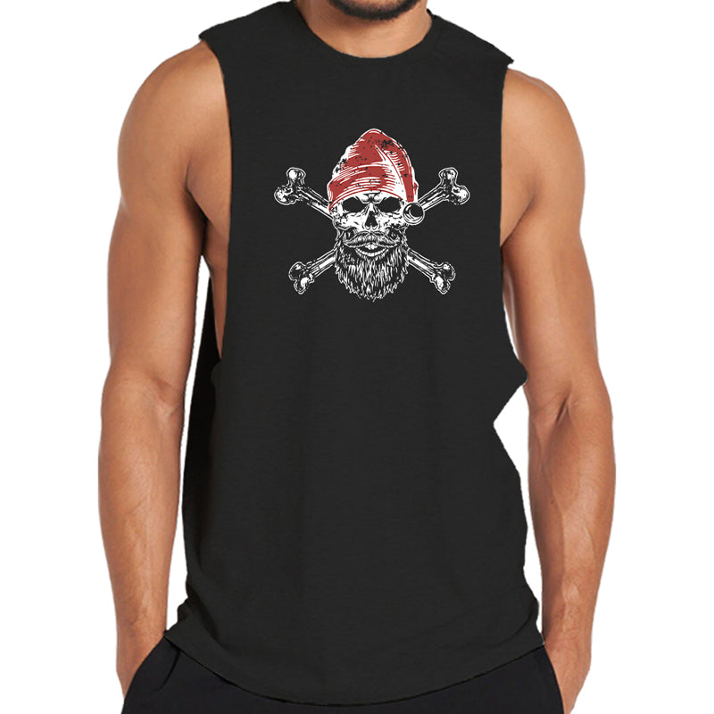 Herren-Tanktop mit Weihnachtsschädel aus Baumwolle