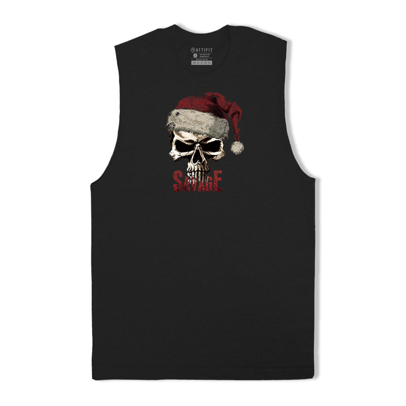 Christmas Skull Savage Graphic Tank Top