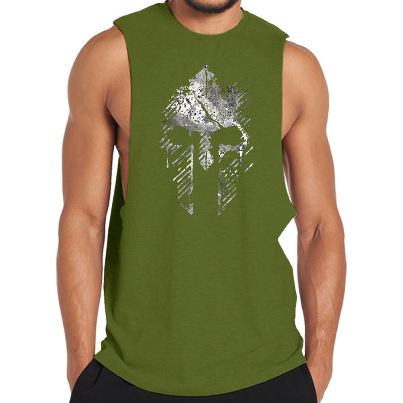 Abstract Spartan Helm Graphic Tank Top