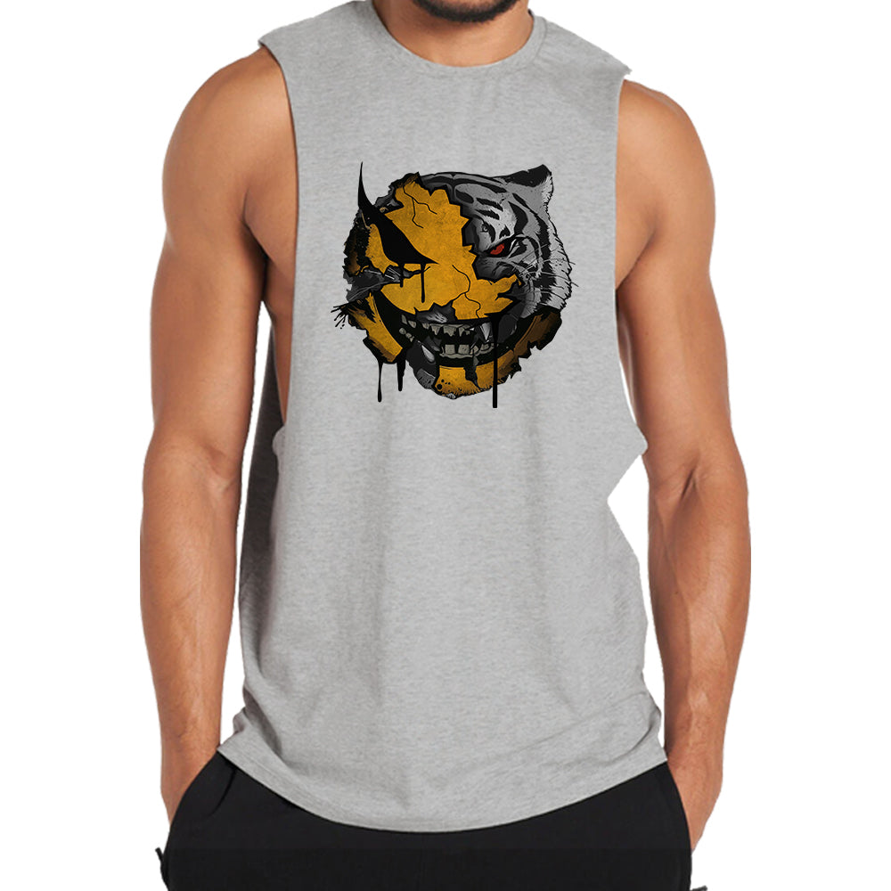 Lion Smiley Face Print Graphic Tank Top