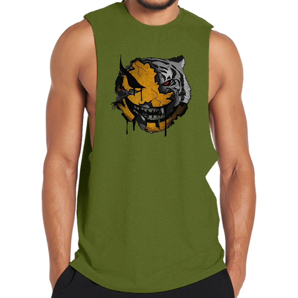 Lion Smiley Face Print Graphic Tank Top