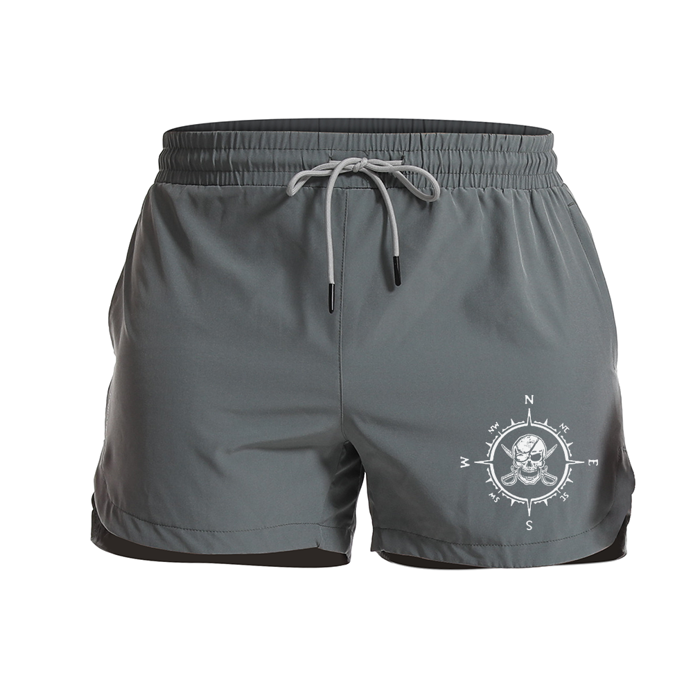 Compass Skull Graphic Shorts