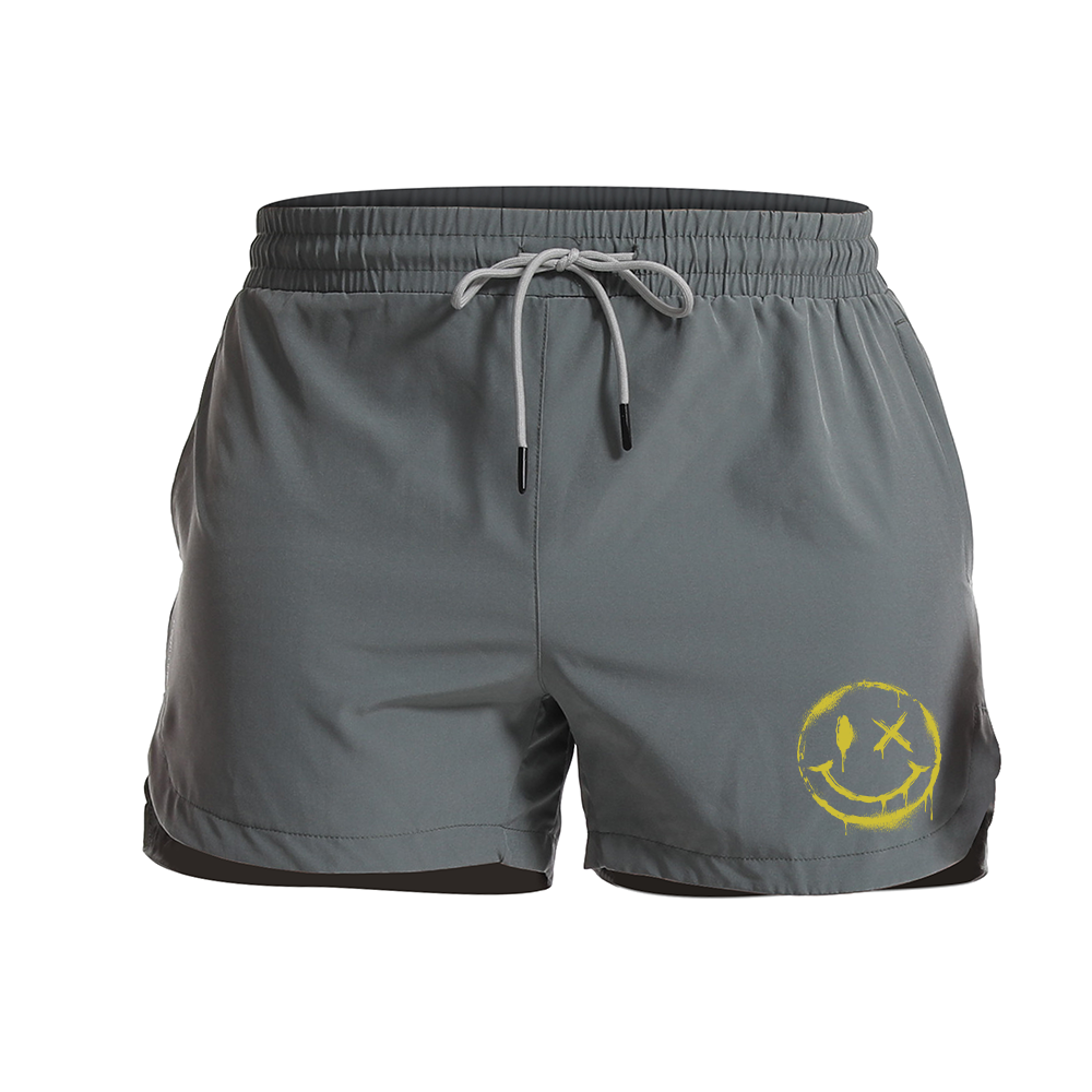 Men's Quick Dry Yellow Smiley Graphic Shorts