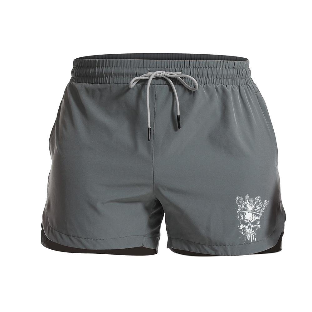 Crown Skeleton Graphic Shorts