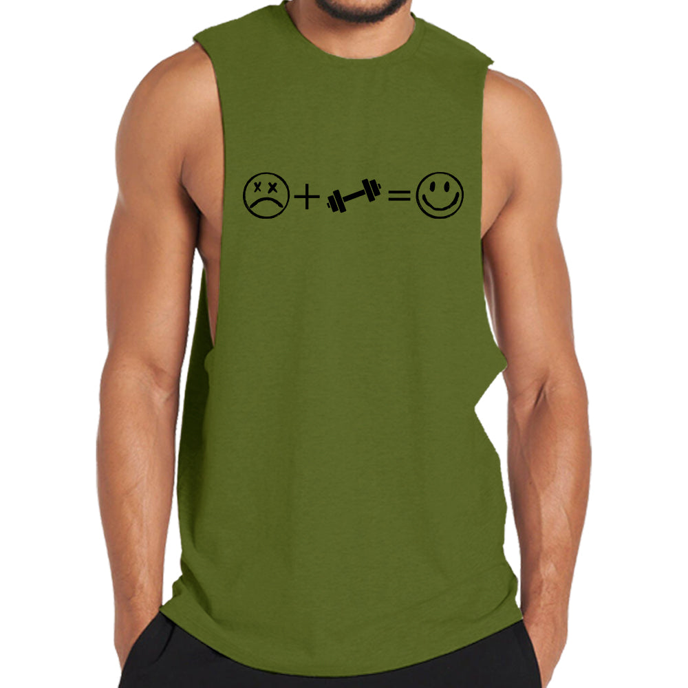 Sad + Fitness = Happy Print Graphic Tank Top