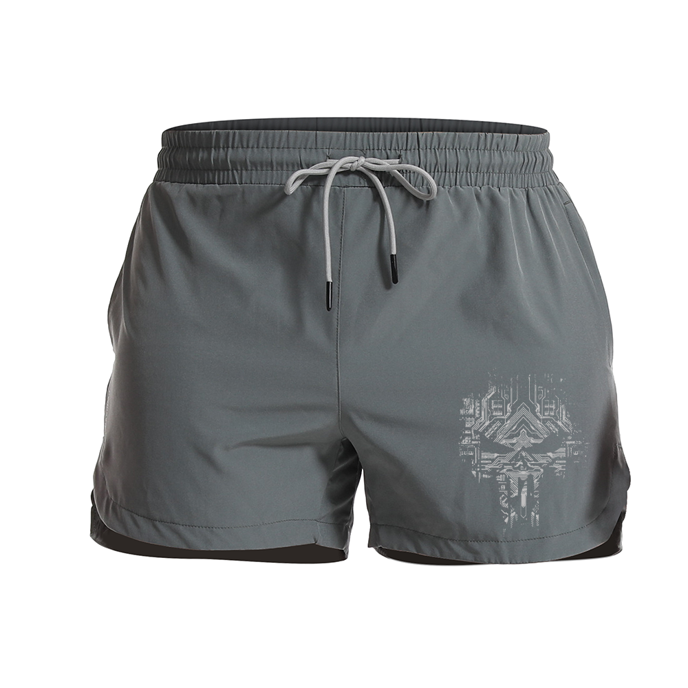 Electronic Skull Graphic Shorts