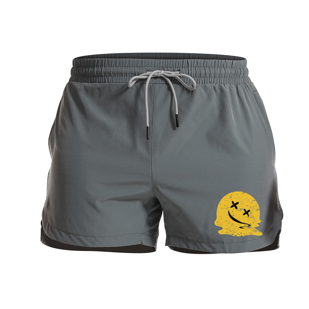 Melting Smiley Face Graphic Shorts