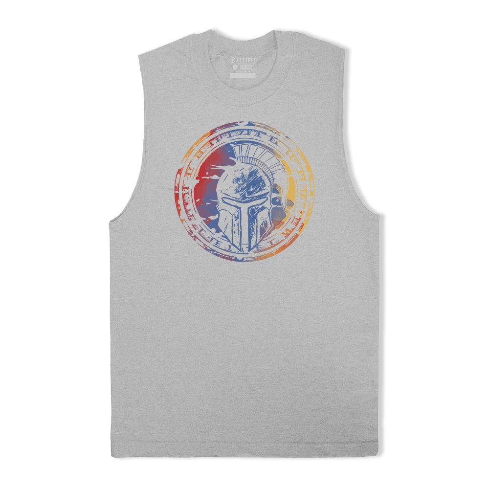 Cotton Colorful Spartan Helmet Graphic Tank Top