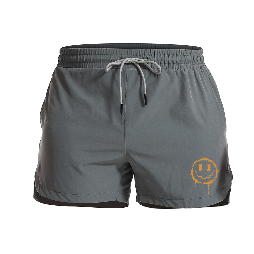 Orange Smiley Graphic Shorts