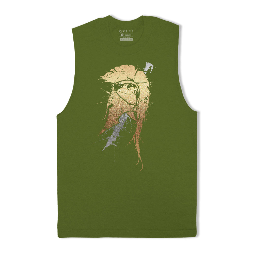 Baumwoll-Tanktop mit Spartan-Helm und Schwert-Grafik