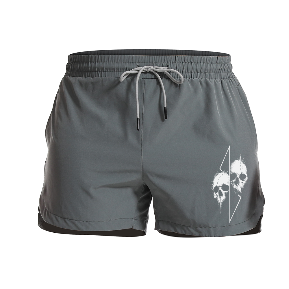 Geometric Skull Graphic Shorts