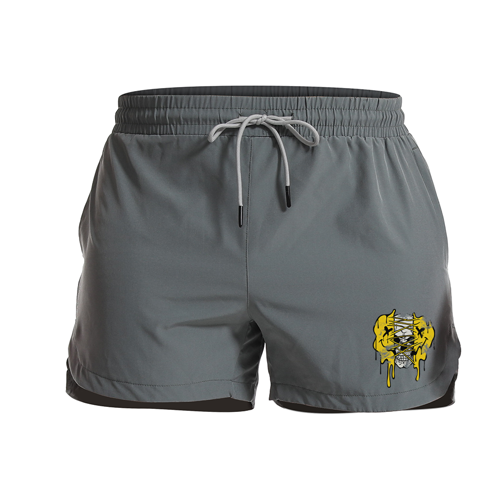 Smiley Skull Graphic Shorts