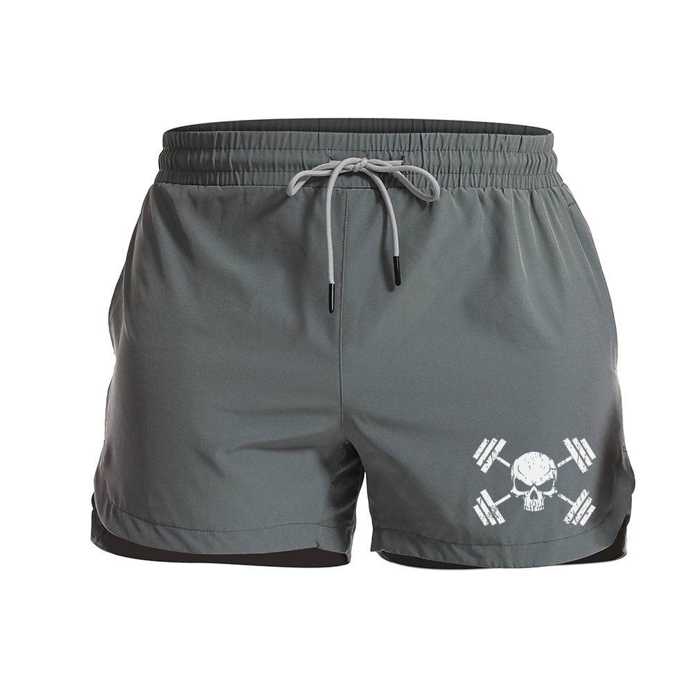 Men's Quick Dry Barbell Skeleton Graphic Shorts