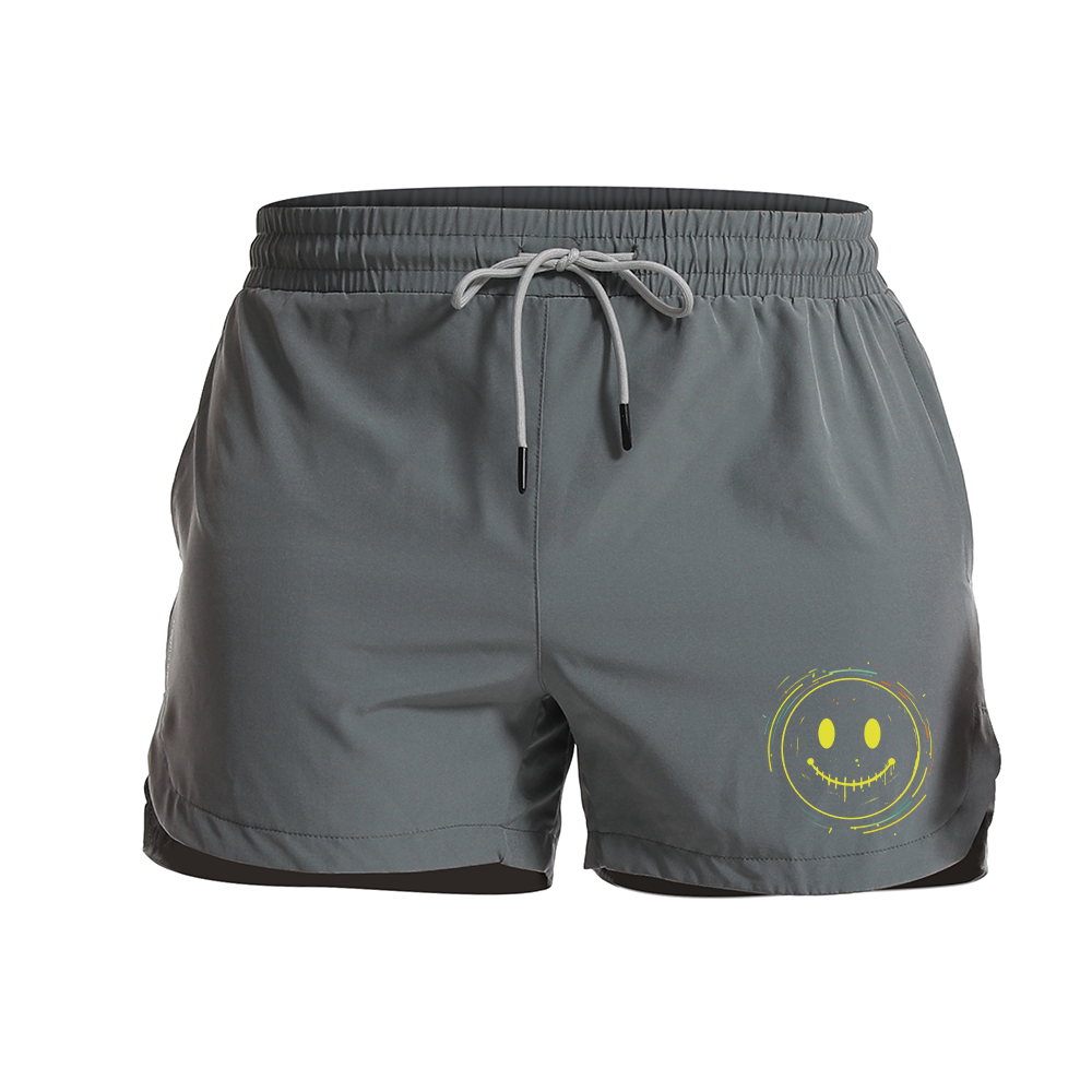 Line Smiley Face Graphic Shorts