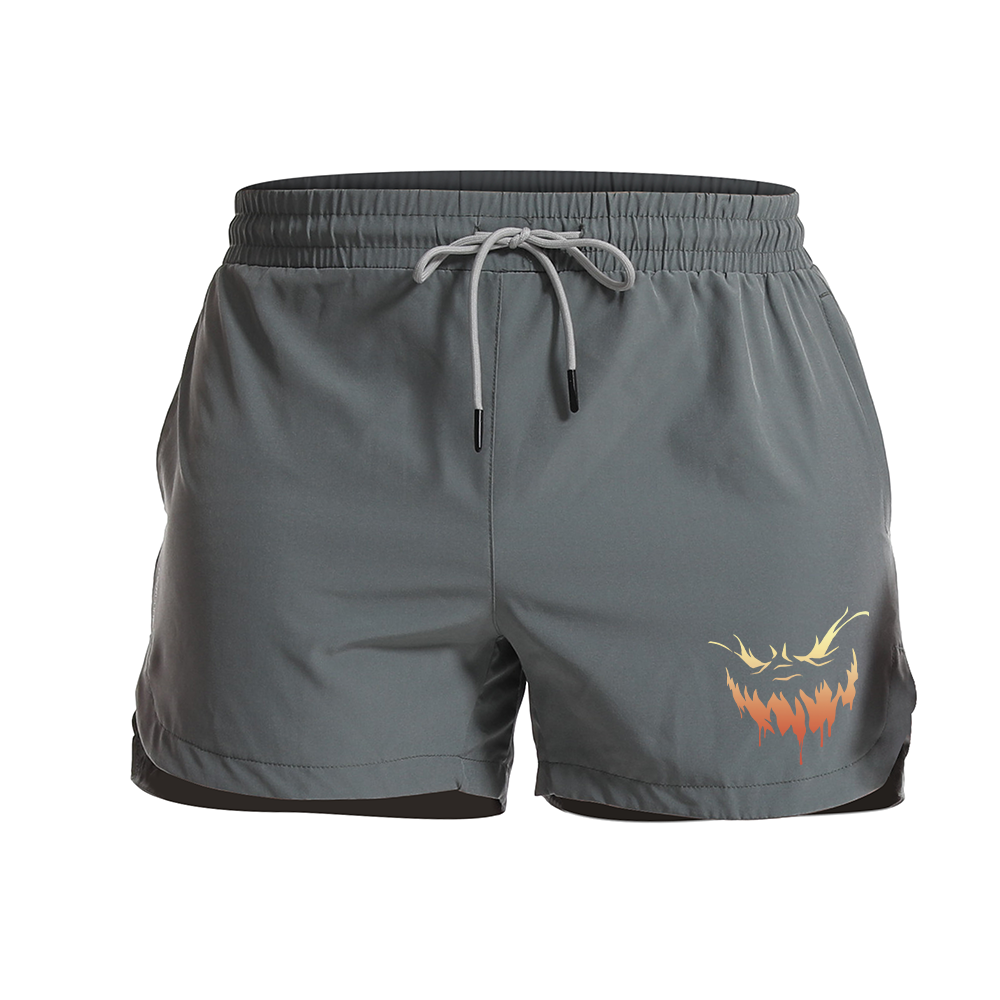 Flame Smiley Graphic Shorts