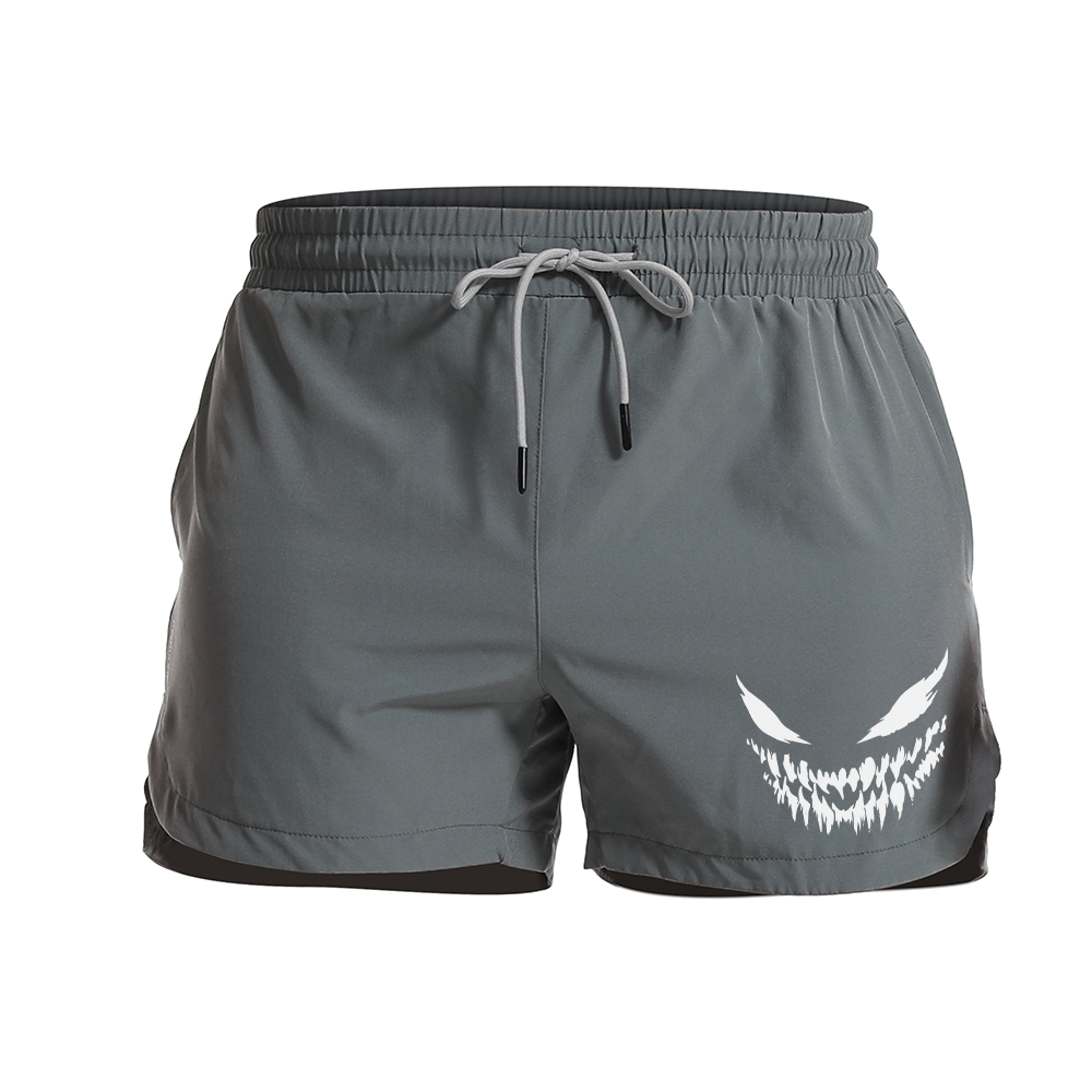 White Evil Smile Graphic Shorts