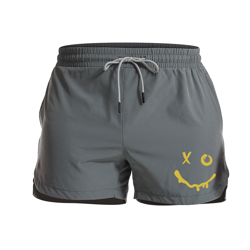 Yellow Smiley Graphic Shorts