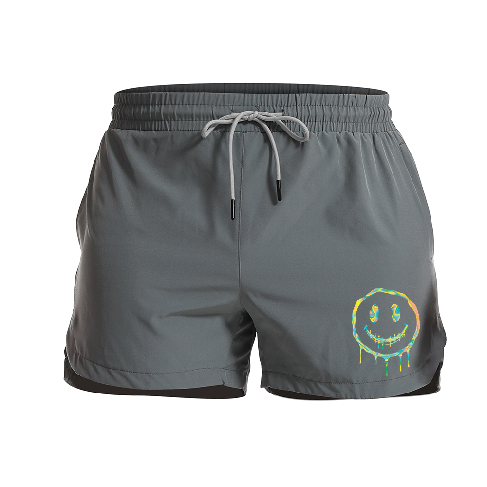 Green Dissolve Smiley Graphic Shorts