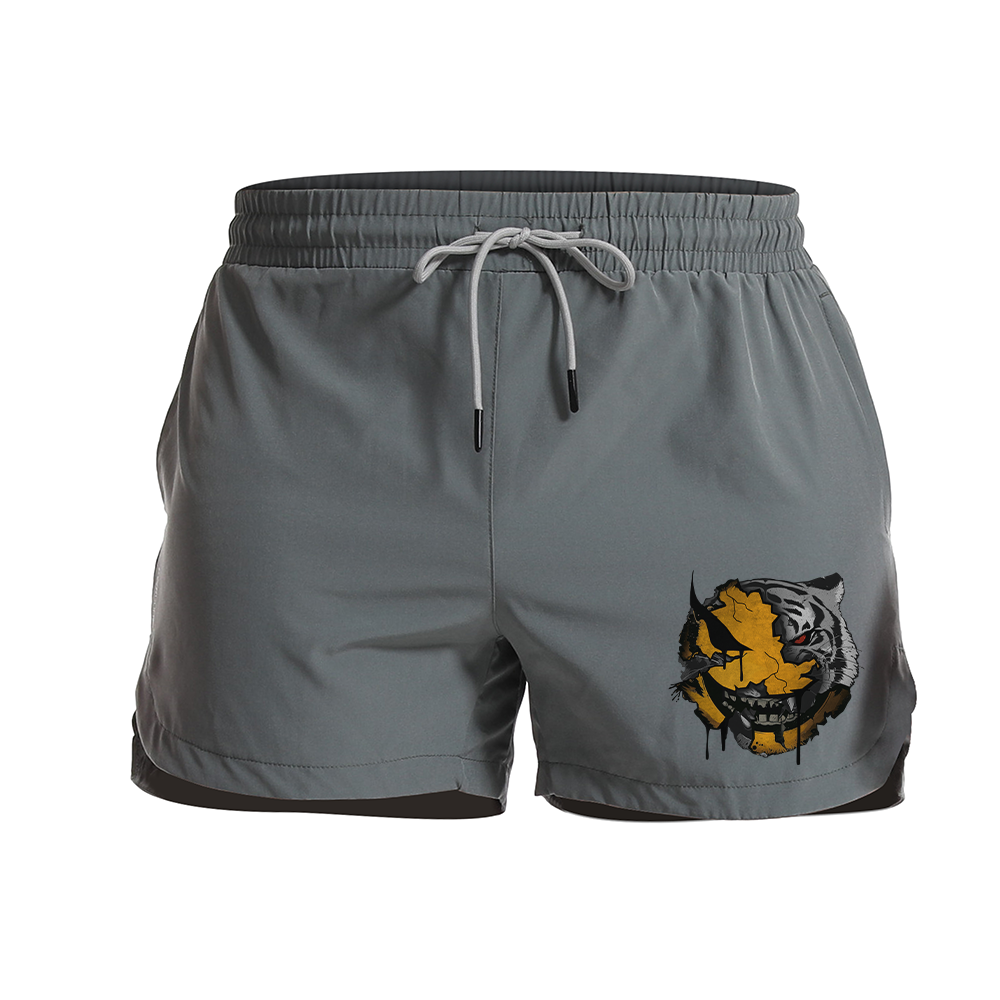 Tiger Smiley Graphic Shorts