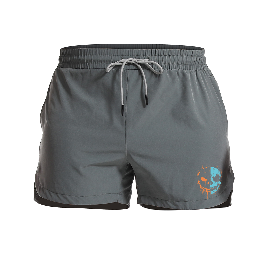 Two-Color Smiley Face Graphic Shorts