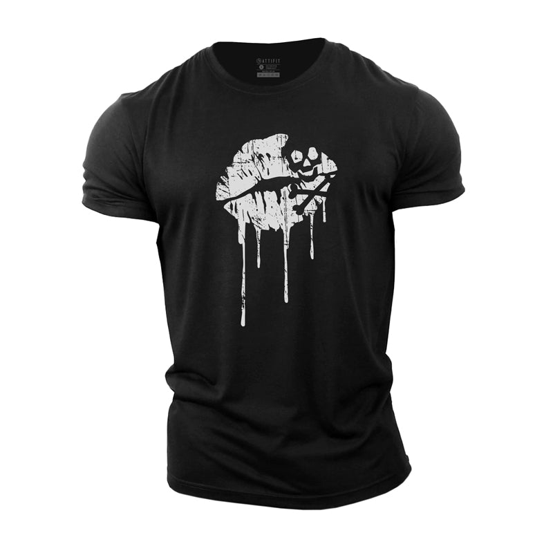 Mouth Skull Graphic Men's Fitness T-shirts