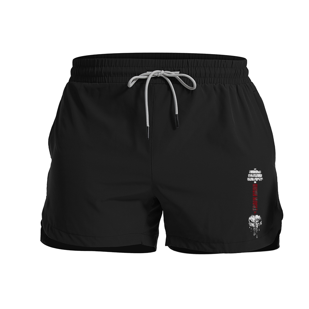 Skull Dumbbell Graphic Shorts