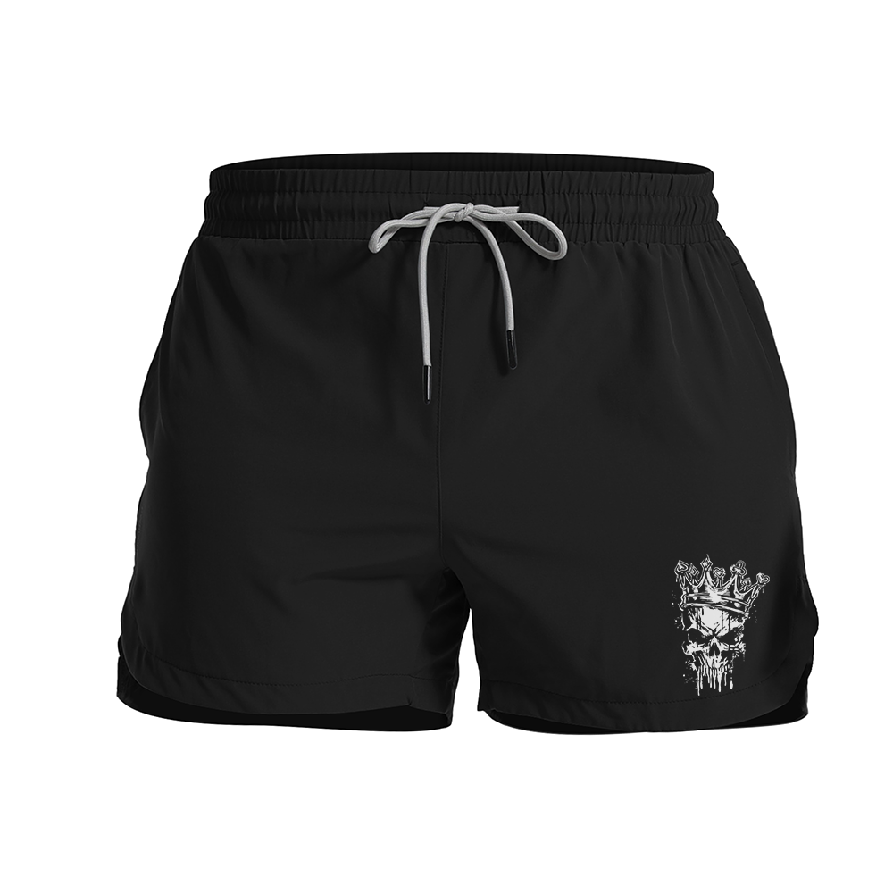 Crown Skeleton Graphic Shorts