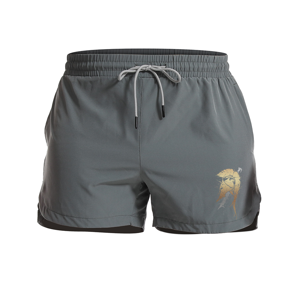 Golden Spartan Helmet Graphic Shorts