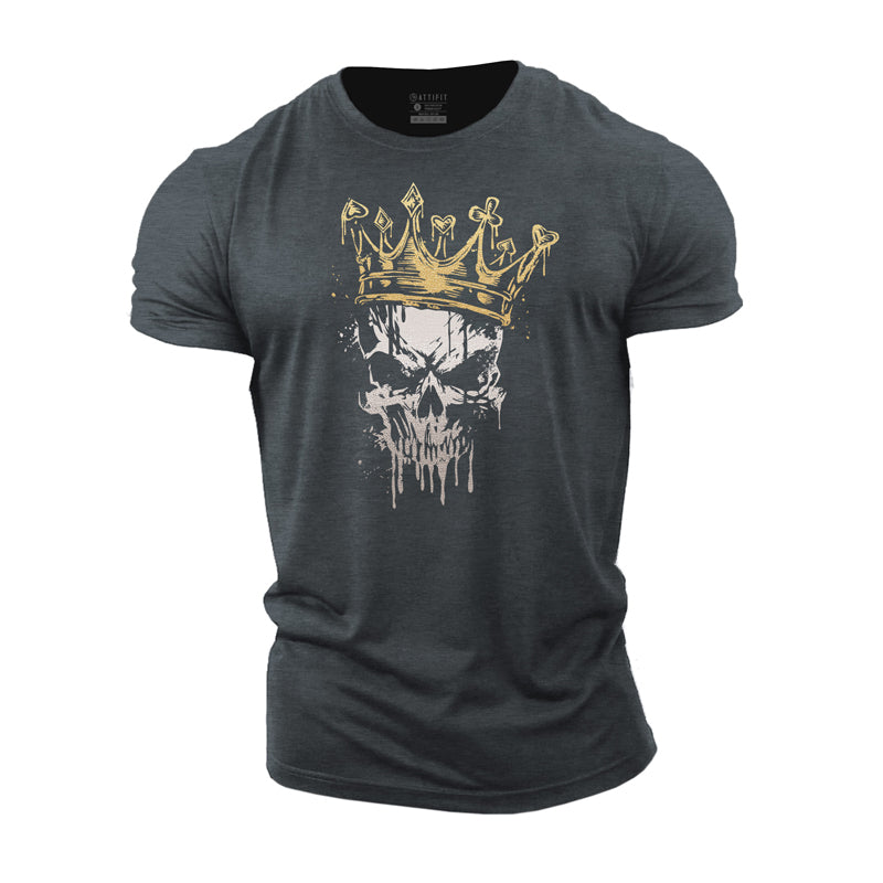 Poker Crown Skull Graphic Men's Fitness T-shirts