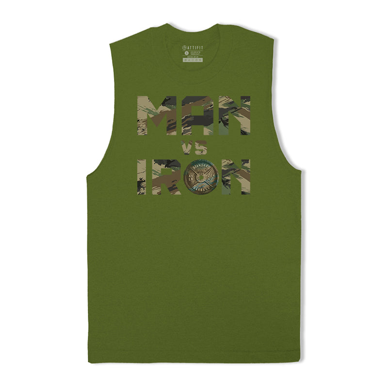 Man VS Iron Print Graphic Tank Top