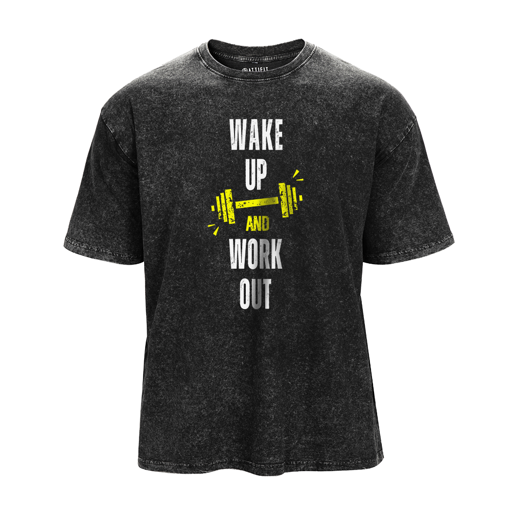 Wake up and Work Out Washed T-Shirt