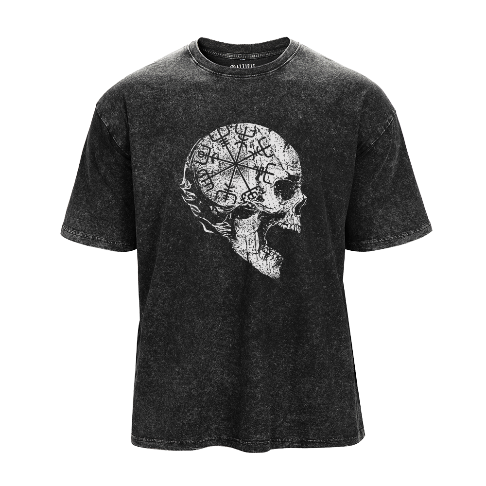 Viking Compass Skull Washed T-Shirt