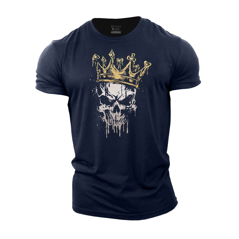 Poker Crown Skull Graphic Men's Fitness T-shirts