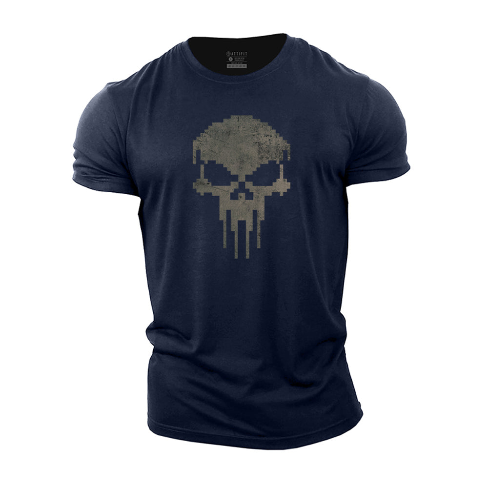 Pixel Skull Cotton T-shirts