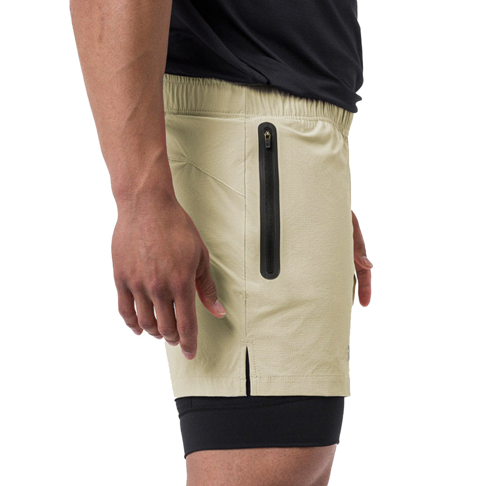 Men’s 2 in 1 Quick Dry Workout Shorts - Brown