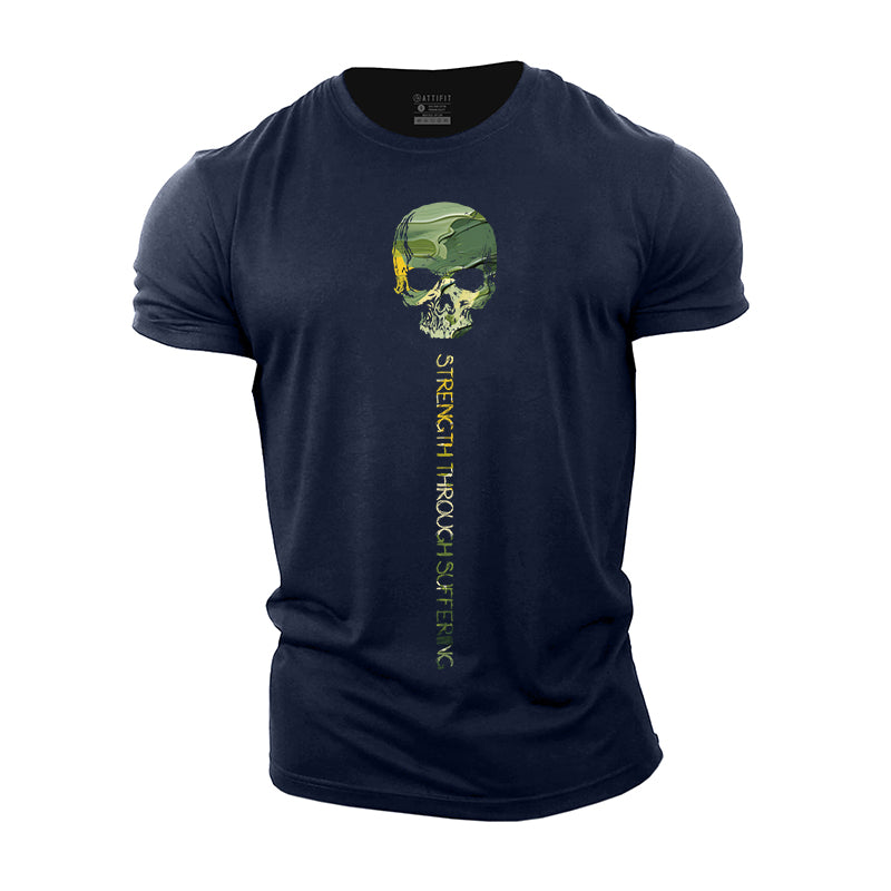 Cotton Skull Strength Graphic Men's T-shirts