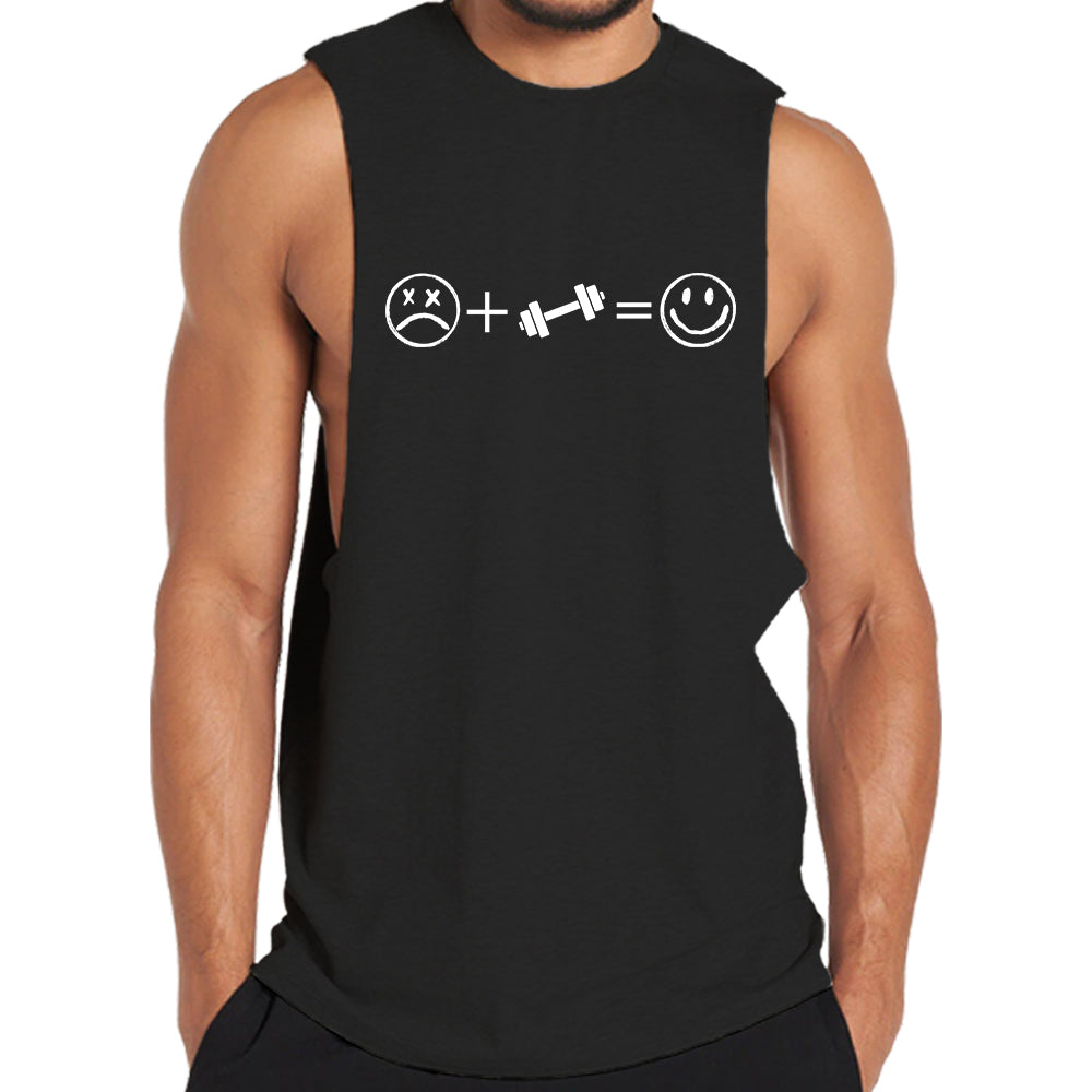 Sad + Fitness = Happy Print Graphic Tank Top