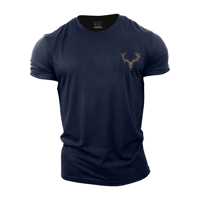 Elk Skeleton Graphic Men's Workout T-shirts