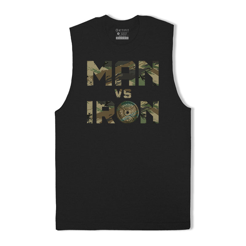 Man VS Iron Print Graphic Tank Top