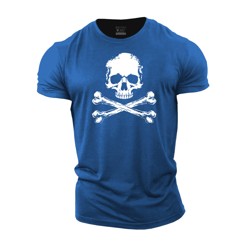 Cotton Skull Bones Graphic Men's Fitness T-shirts