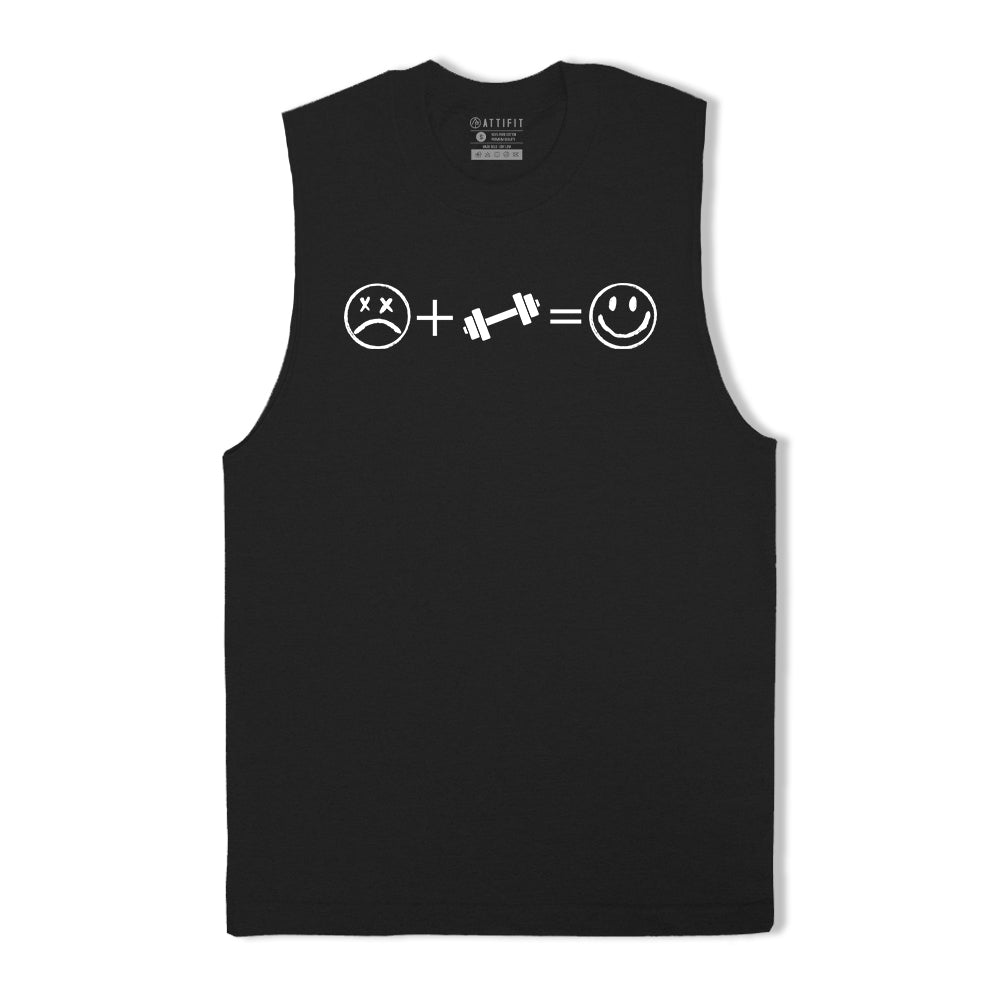 Sad + Fitness = Happy Print Graphic Tank Top